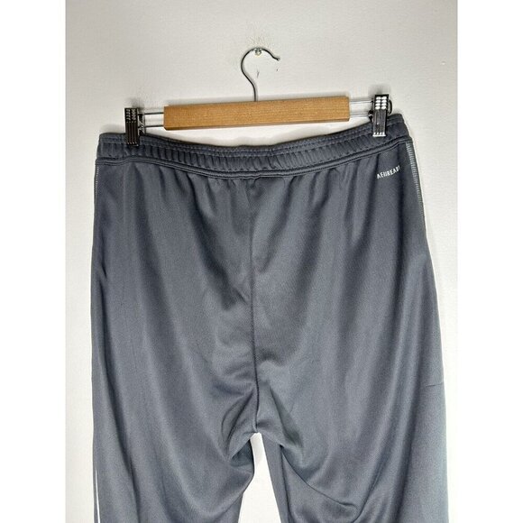 Adidas Drawstring Track Pants Mens Gray Stripes Zipper Pockets Size Large - Picture 9 of 15